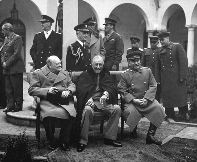 Yalta conference (Churchill, Roosevelt and Stalin)
