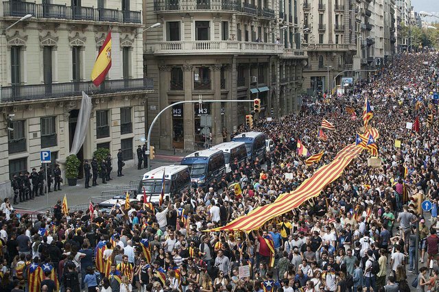 Barcelona 3 October 2017: two days after the independence referendum when 43% of the electorate voted and 97% of those voted Yes for independence.